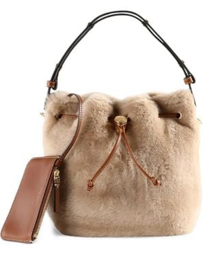 Tory Burch Shearling Drawstring Bucket Bag - Multicolor