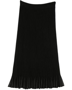 Maje Pleated Ruffled Mid Skirt - Black