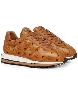 MCM Visetos Monogram-Print Trainers - Brown