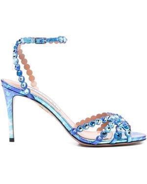 Aquazzura 85 Mm Tequila Crystal-Embellished Stiletto Sandals - Blue