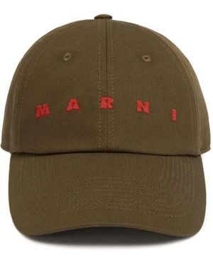 Marni Baseballkappe Mit Logo-Stickerei - Grün