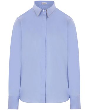 Brunello Cucinelli Shirt With Monili Trim - Blue