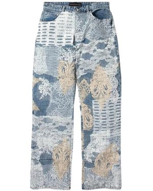 Who Decides War Grid Lace Jeans - Blue