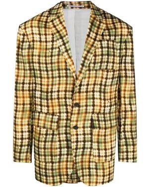 DSquared² Plaid-Print Single-Breasted Blazer - Yellow