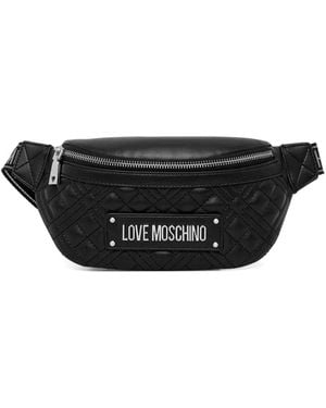 Love Moschino Quilted Logo-Plaque Belt Bag - Black