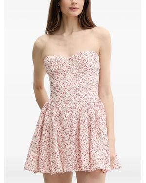 Bardot Robe Courte Estie À Fleurs - Rose
