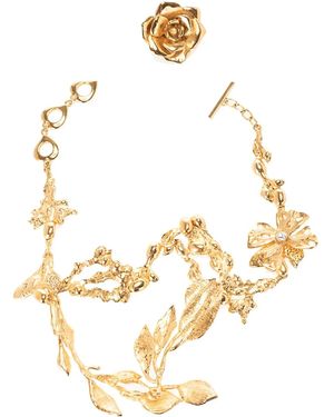 Saint Laurent Collar con motivo floral - Metálico