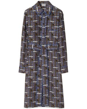Burberry Bus Silk Shirt Dress - Gray