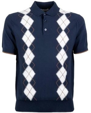 Paolo Pecora Argyle-Pattern Short-Sleeves Polo Shirt - Blue