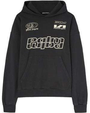 Palm Angels Felpa Con Stampa Serpente E Cappuccio - Nero