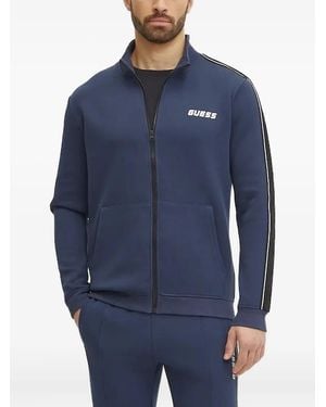 Guess Logo-Detail Full-Zip Sweatshirt - Blue