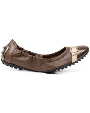 Tod's Buckle-Detail Leather Ballet Flats - Brown