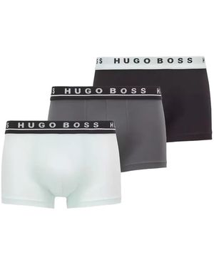 HUGO Logo-Waistband Trunks - Grey
