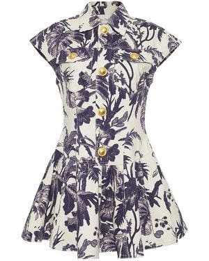 Cara Cara Ryce Button-Up Floral Mini Dress - White