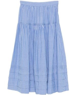 Doen Falda De Rayas Con Capas Escalonadas - Azul
