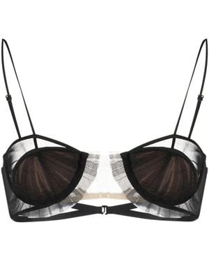 Nensi Dojaka Panelled Semi-Sheer Bra - Black