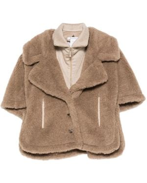 Max Mara Wool And Alpaca Teddy Cape - Natural