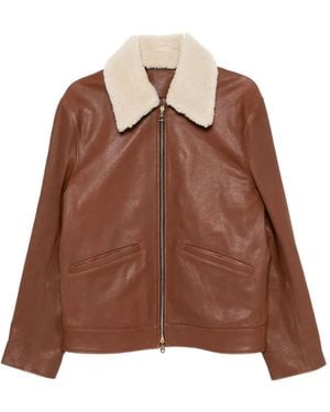 Paul Smith Collared Leather Jacket - ブラウン