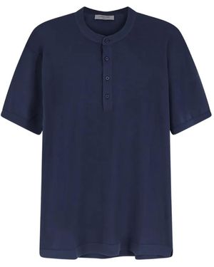 Corneliani Collarless Polo Shirt - Blue