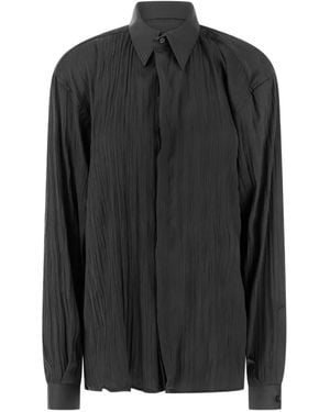 MARSĒM Crinkled Long-Sleeve Shirt - Black