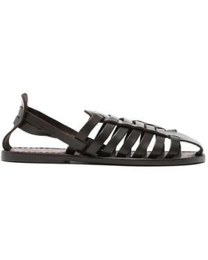 Collection Privée Cage-Style Leather Sandals - White