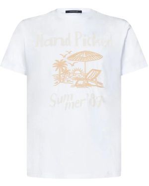 Hand Picked Camiseta con estampado gráfico - Blanco