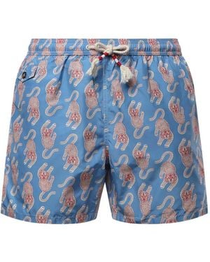 MC2 Saint Barth Lighting Badeshorts Mit Tiger-Print - Blau