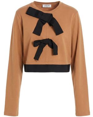 Lanvin Bow-Detail Cropped T-Shirt - White