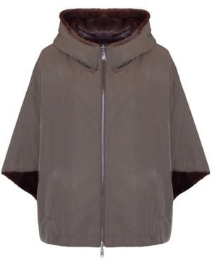 Lou Andrea Hooded Reversible Cape - Grey