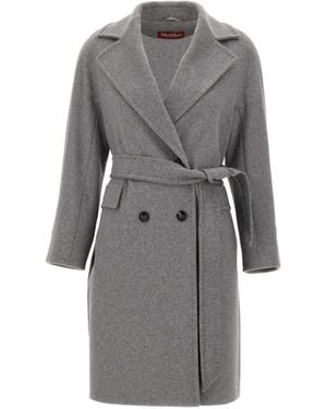 Max Mara Astro Belted Double-Breasted Coat - Grey