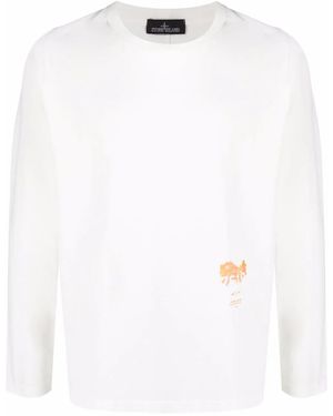 Stone Island Shadow Project Logo-Print Cotton T-Shirt - White