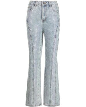 Self-Portrait Mid-Rise Embellished Flared Jeans - Blue
