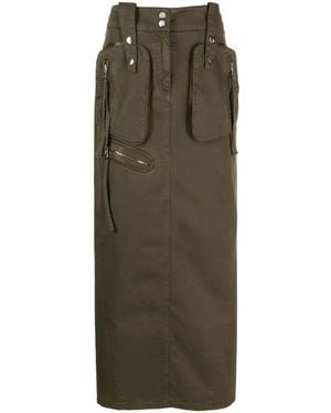 Blumarine Mid-Rise Cotton Maxi Skirt - Green