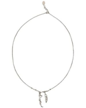 Red(V) Feather Pendant Necklace - White