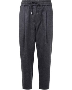 Drole de Monsieur Pleated Drawstring Trousers - Blue