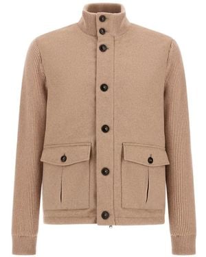 Herno Cardigan Mit Kontrasteinsätzen - Natur