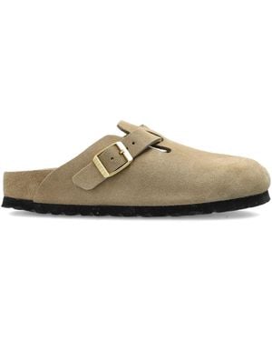 Birkenstock Boston Bs Suede Mules - Natural