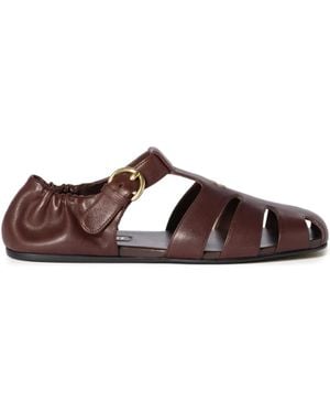Miu Miu Ruches Fisherman's Sandals - Brown