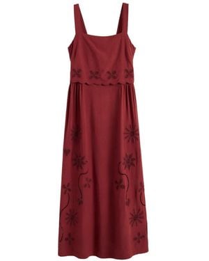 Chinti & Parker Vestido Midi Bordado - Rojo