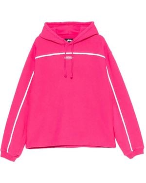 Stussy Oval Piping-Detailing Logo-Patch Hoodie - Pink