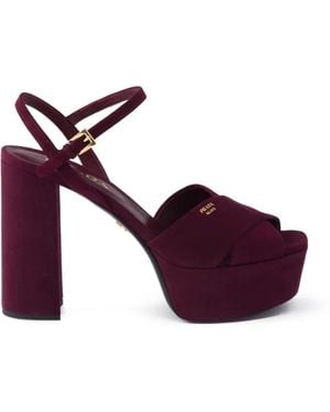 Prada Suede Platform Sandals - Purple