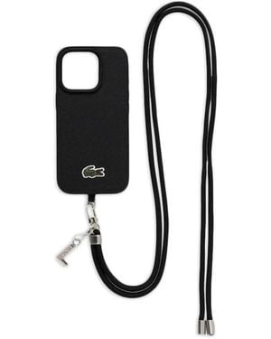 Lacoste Iphone 16 Pro Logo Charm Phone Case - Black