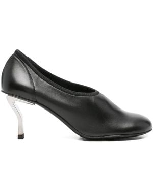 Nicole Saldaña Sculpted-Heel Leather Court Shoes - Black