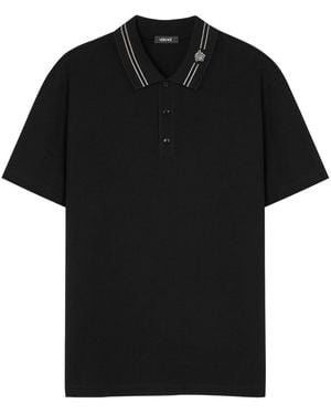 Versace Medusa-Embroidered Polo Shirt - Black