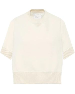 Sacai Pull À Empiècements Et Design Hybride - Blanc