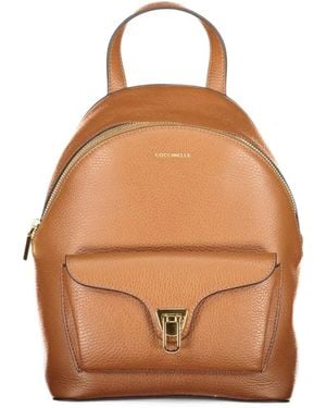 Coccinelle Small Beat Grained Leather Backpack - Natural