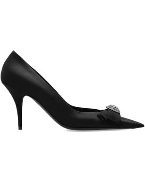 Balenciaga Embellished-Bow Pointed Court Shoes - Black