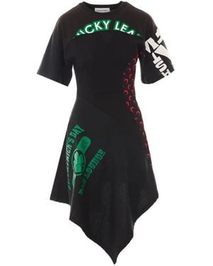 Marine Serre Asymmetrical Patchwork Dress - Black