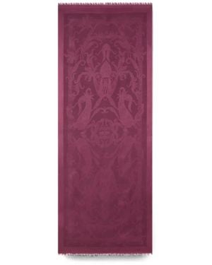Etro Silk And Wool Jacquard Scarf With Leafy Paisley Motif - Purple