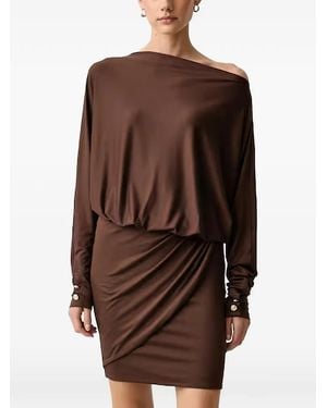 Guess Camryn Off-Shoulder Draped Mini Dress - Brown